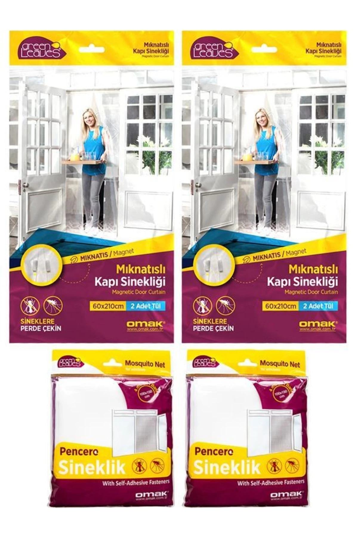 4 Lü Paket Mıknatıslı 2 Adet Kapı 2 Adet Pencere Sinekliği Tülü Paketi
