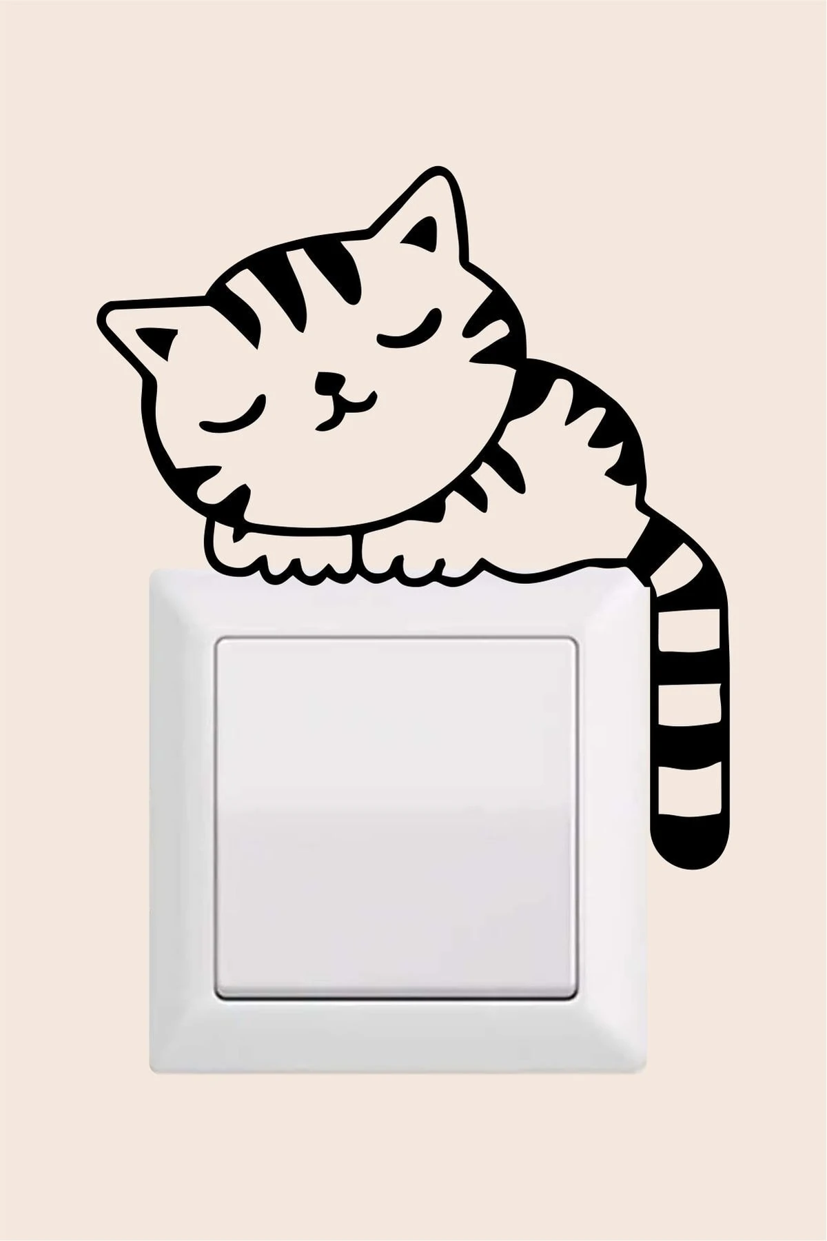 - Uykucu Kedicik Çocuk Odası Priz Stickerı