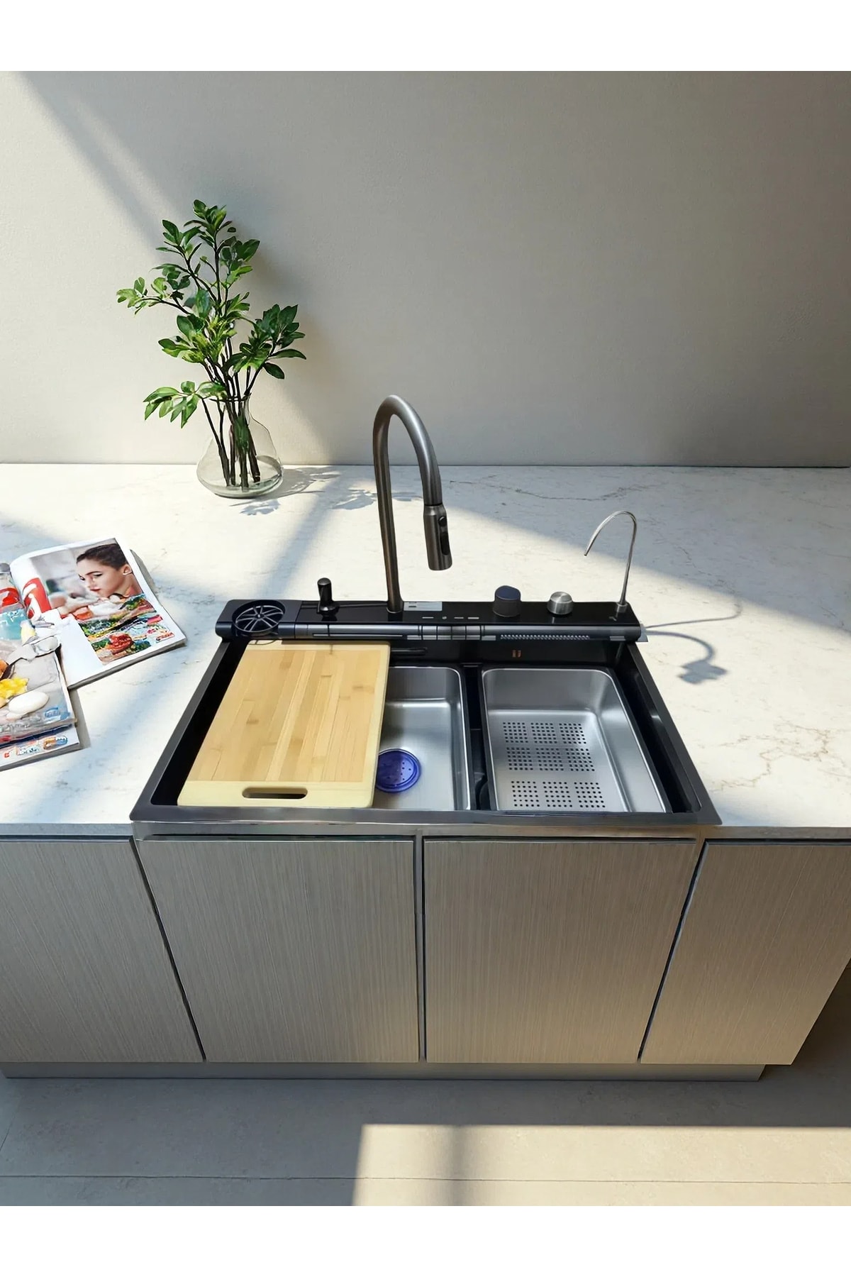 Dijital Akıllı Eviye Seti 304 Paslanmaz Çelik PVD Kaplama LED Göstergeli