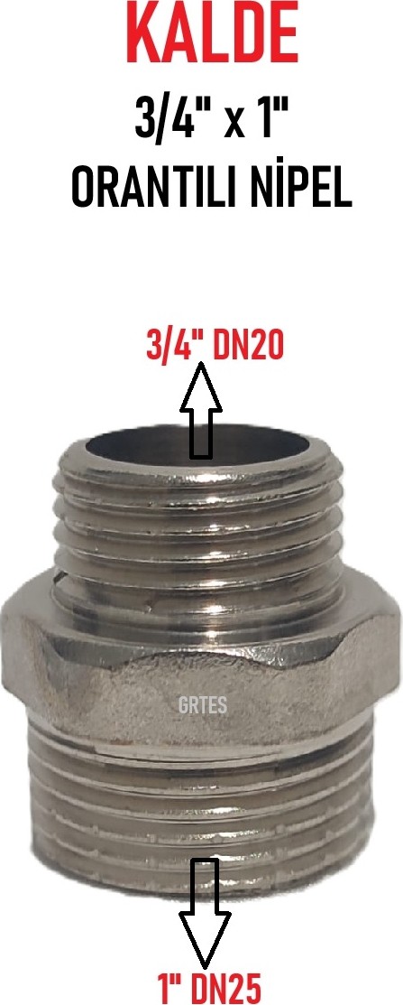 3/4" x 1" Sarı/krom Orantılı Nipel - Proportional Nipple