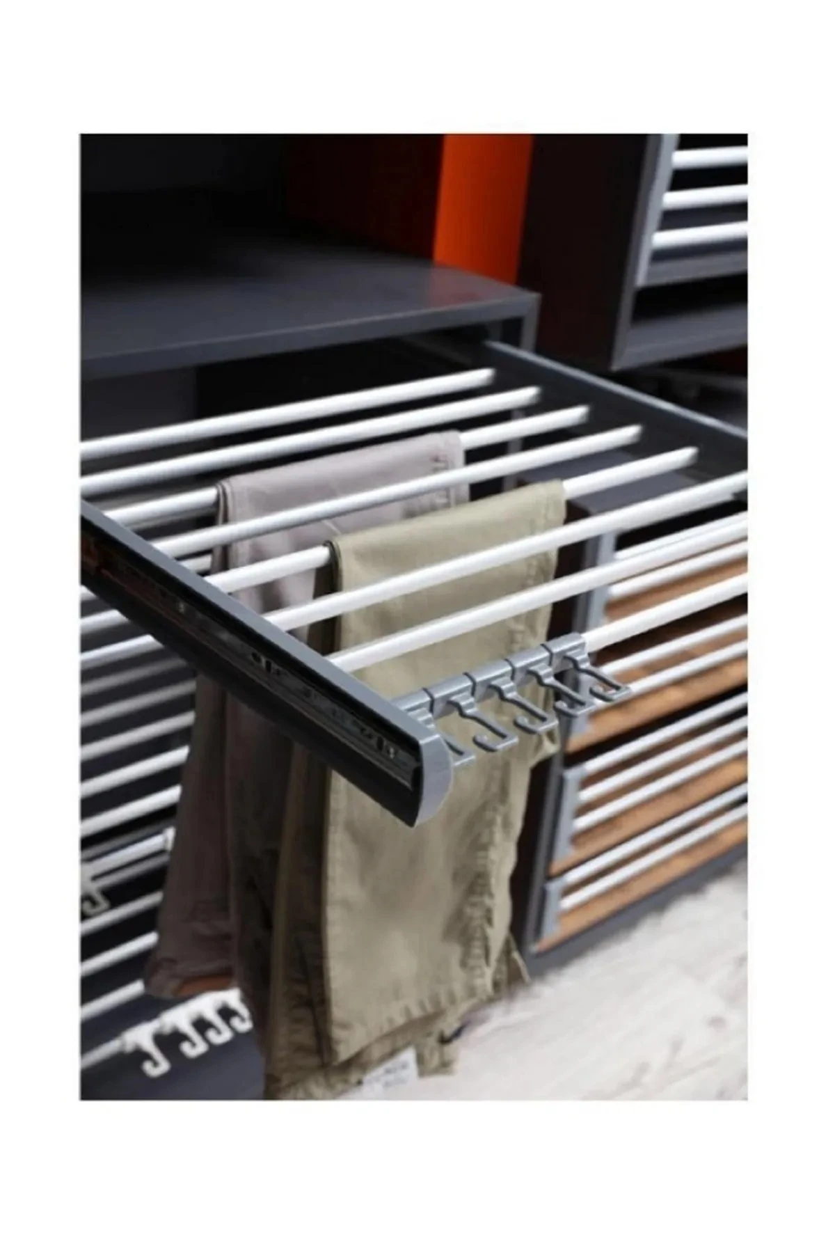 Dolap Içi Raylı Pantolonluk Askılığı 60*47 Cm Üst Rafa Montaj Olur