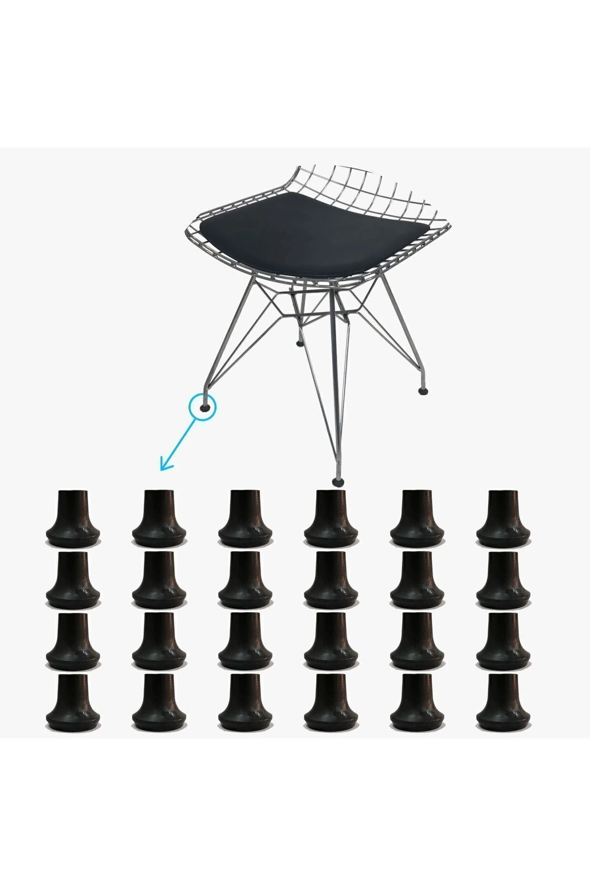 Tel Sandalye Pabucu Çizme Model Siyah 10 Mm (24 Adet)