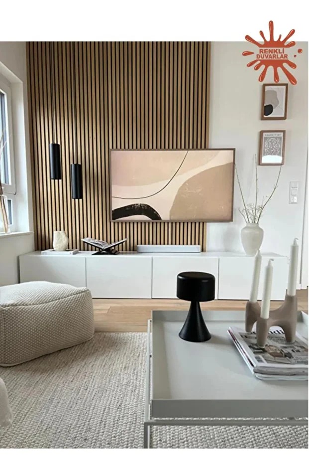 50x280cm Kula Kahverengi Akustik Duvar Paneli 3mm Keçe Ve 8mm Mdflam Salon Ofis Duvar Çıtası Lambiri