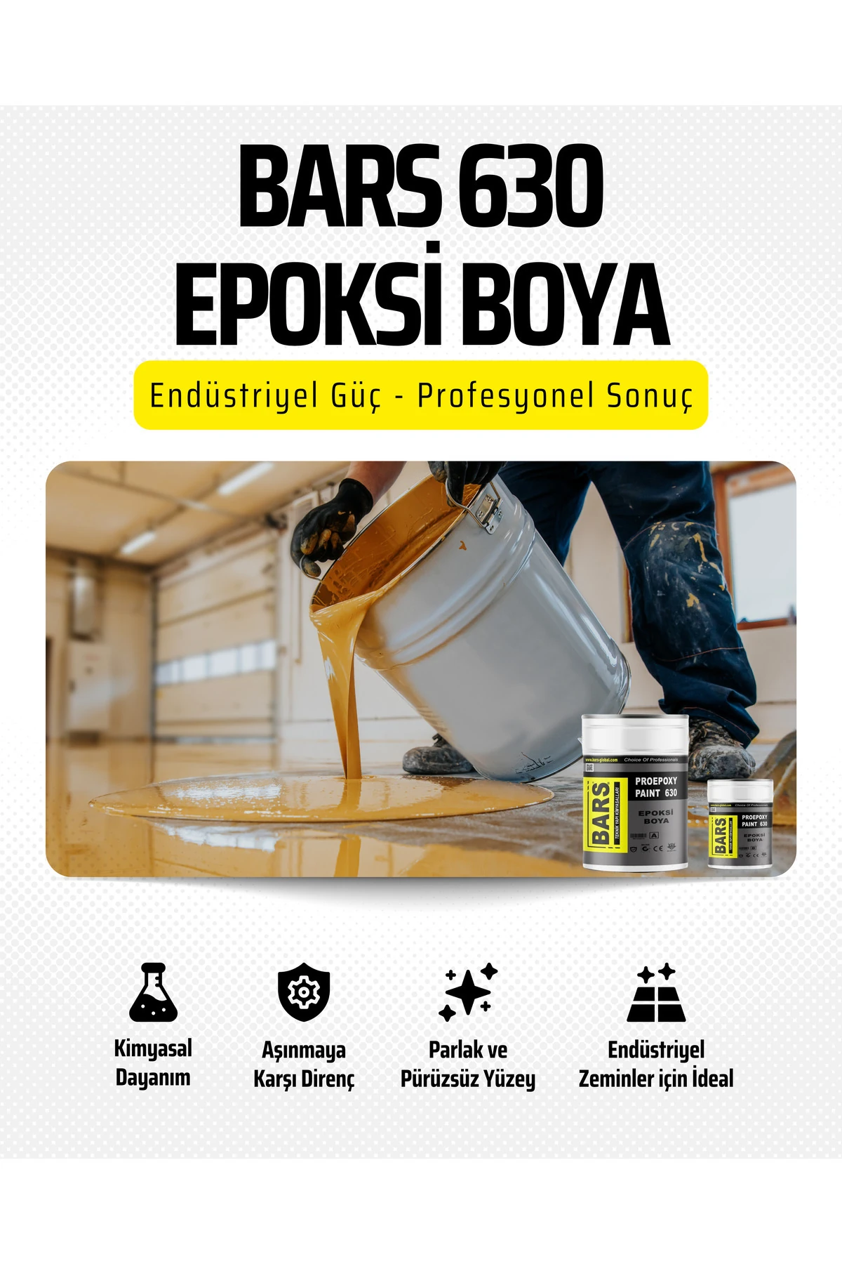 630 Epoksi Zemin Ve Duvar Boyası - Solventsiz, Çift Bileşenli, Yüksek Dayanımlı Boya, İç Mekanlarda