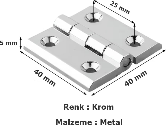 Dolap Kabin Menteşesi Metal 4 cm Krom