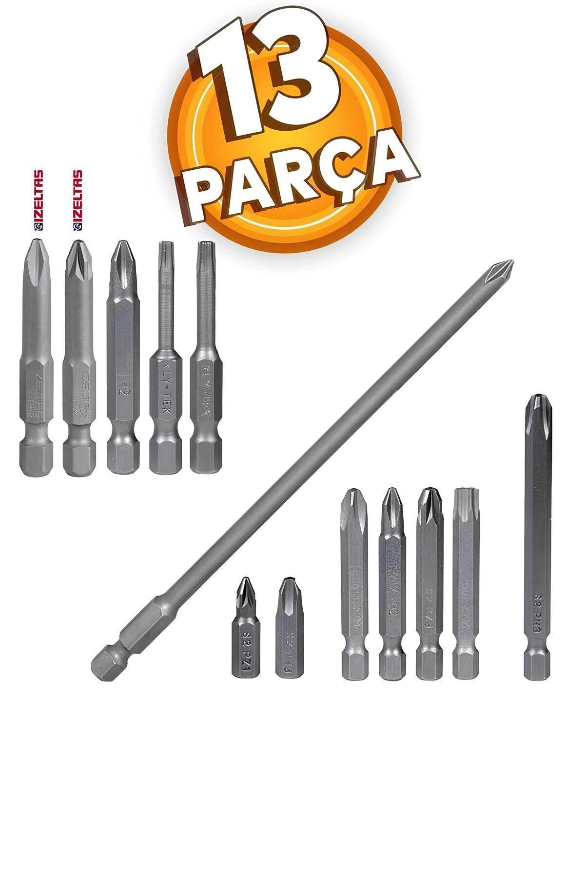 - Klytek Matkap Bits Uç Vidalama Ucu Düz Yıldız Torx Uçları Seti (13 PARÇA)