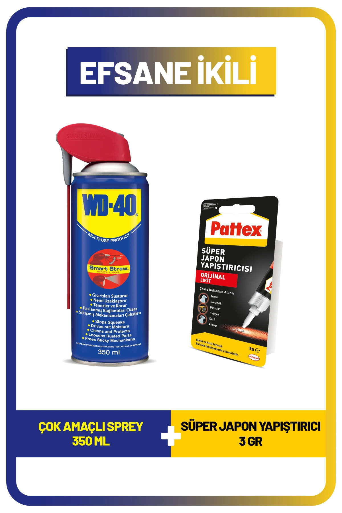 Wd-40 350 ml Pattex Sk 3 gr Yapıştırıcı Seti | Çok Amaçlı Temizleyici Ve Güçlü Yapıştırıcı