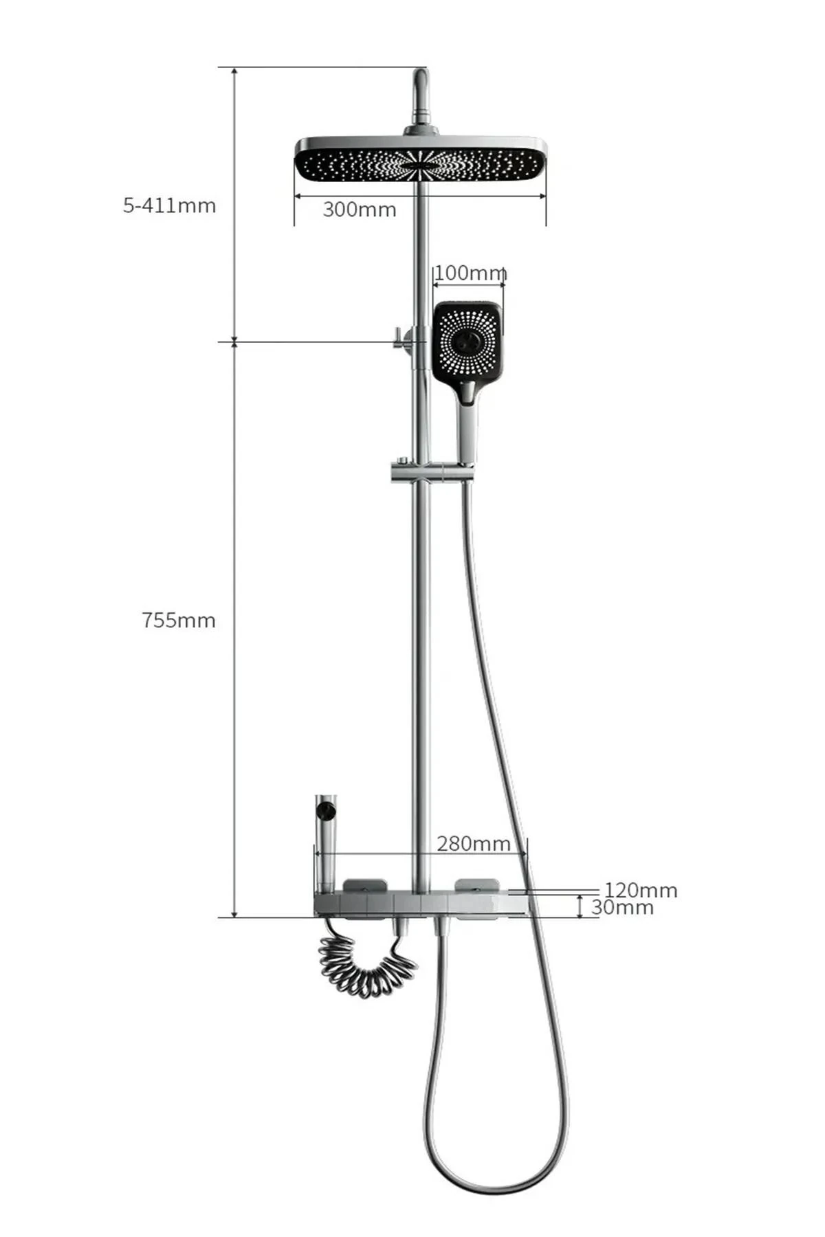 Piyano 5 Fonksiyonlu Kendinden Banyo Bataryalı Robot Duş Seti Şattaf Tepe Duşu Duş Set