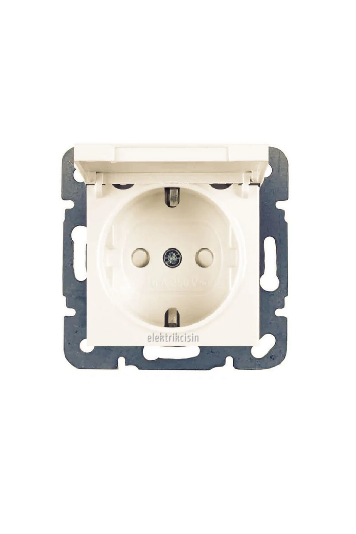 Karre Krem Çocuk Korumalı Kapaklı Topraklı Priz (çerçeve Hariç) 1 Adet