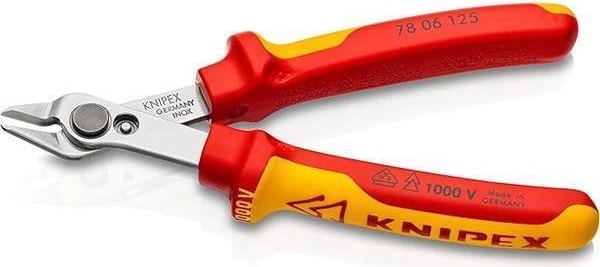 Knipex Electronic Super Knips® Vde Yalıtımlı ve Çok Bileşenli Kapaklar, Vde-Testli 125 mm (Sb