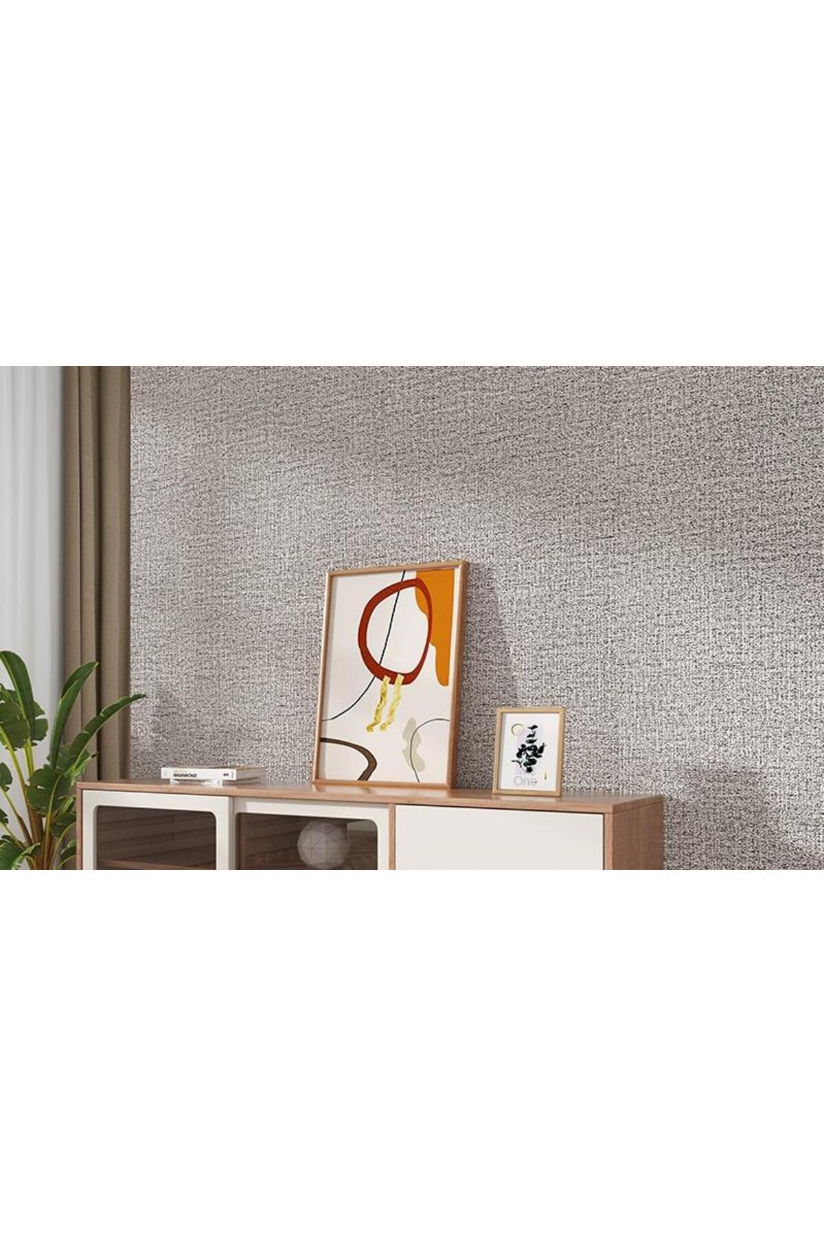 50x280 Cm (1,4M2) Keten Grisi Kendinden Yapışkanlı Duvar Kağıdı Dokulu Esnek Silinebilir