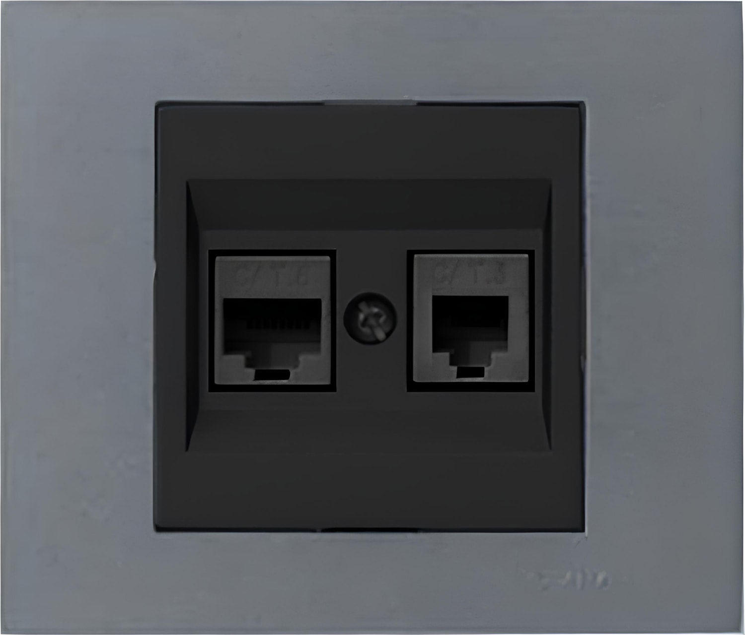 Grano Metalik Cat6 RJ45 Cat3 RJ11 Ikili Data Prizi Siyah + Füme Çerçeve