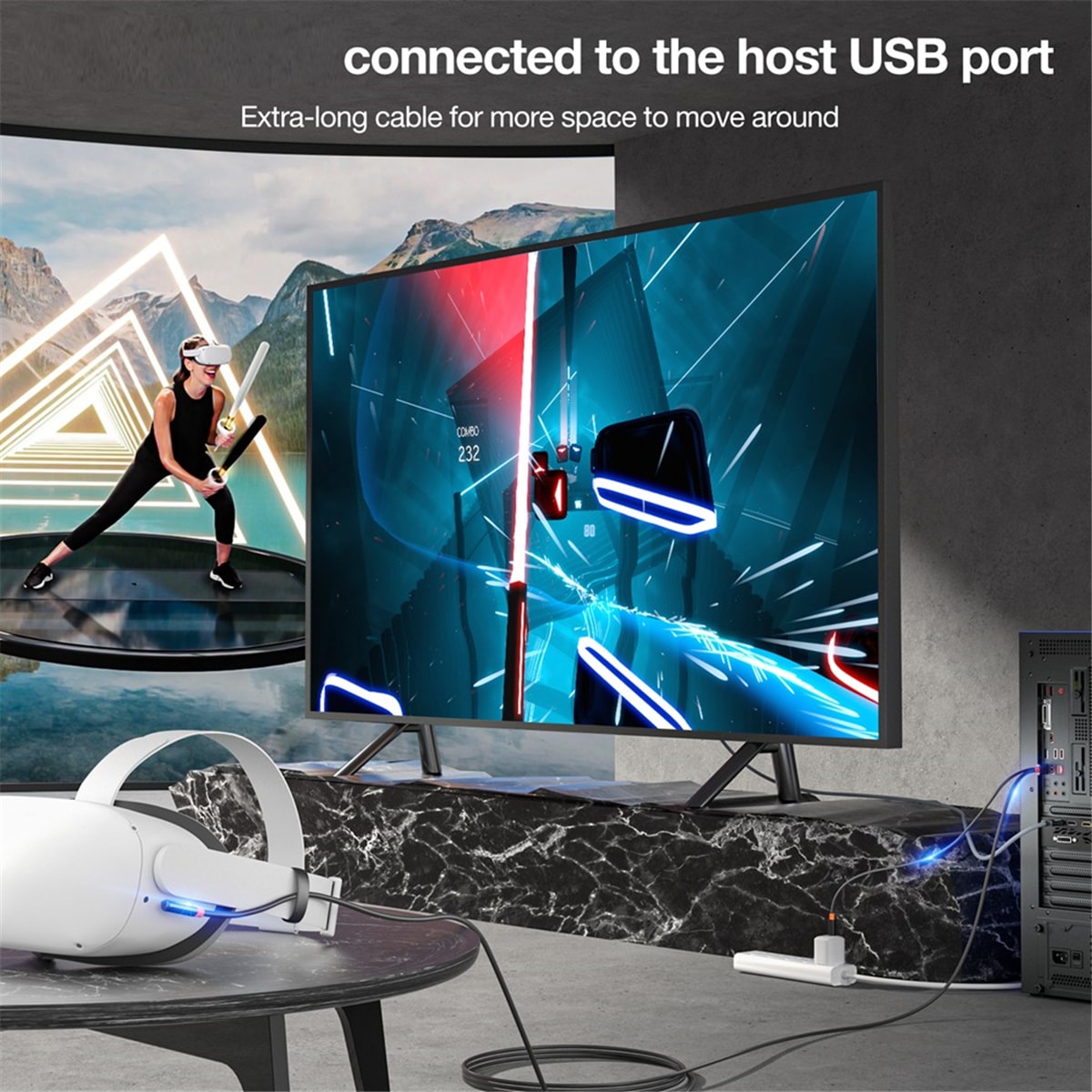 Usb3.2 Gen1 Vr Bağlantı Kablosu Oculus Quest 1 2 3/pıco Neo 3/pıco 4 Hızlı Şarj 9V 2A 5gbps Usb-C Vr Stream Line (Yurt Dışından)