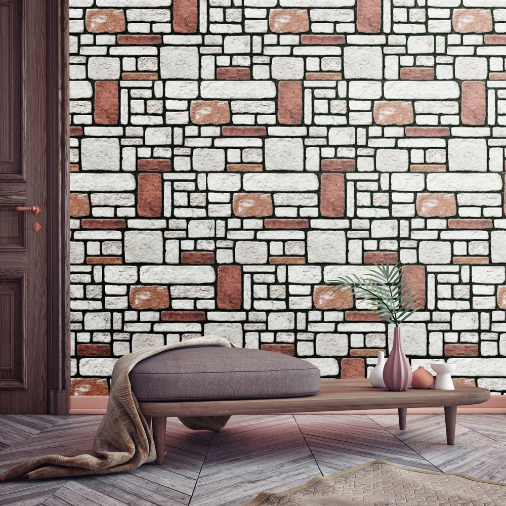 5 Adet (2,5m2) x Karma Taş Desenli 3 Boyutlu Renkli Strafor Köpük Duvar Kaplama Paneli (KR-315)