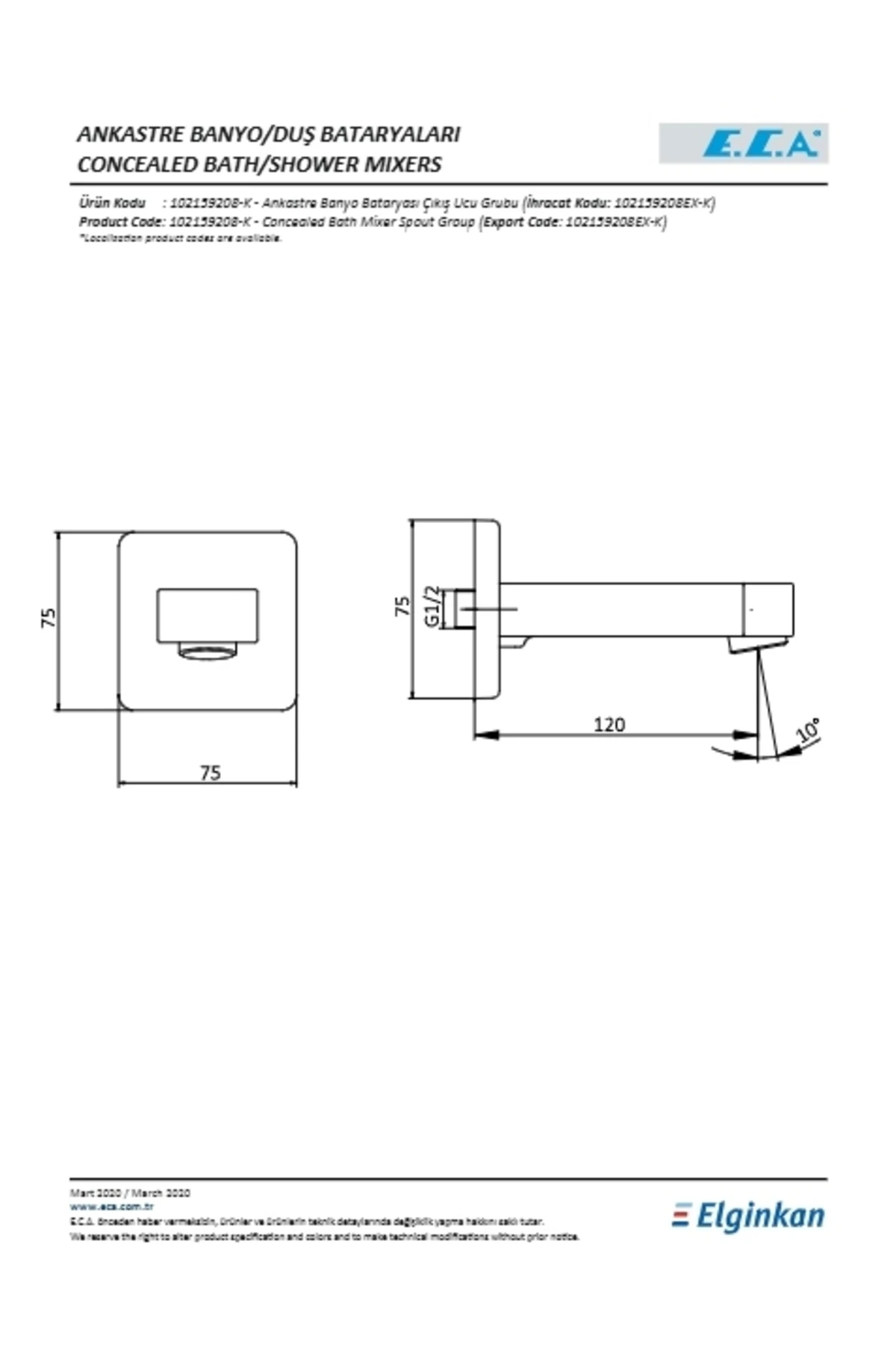 Ankastre Gömme Banyo Bataryası Çıkış Ucu Gaga 102159208-k
