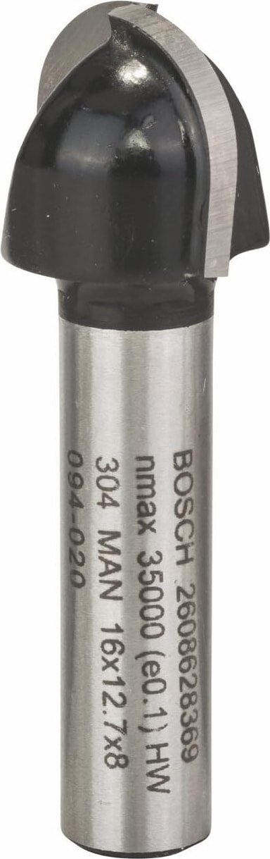BOSCH Storemax 2 608 Aksesuarı 628 369 Oyuklu Freze Ç 8 Mm, R1 8 Mm, D 16 Mm, L 12,7 Mm, G 45 mm