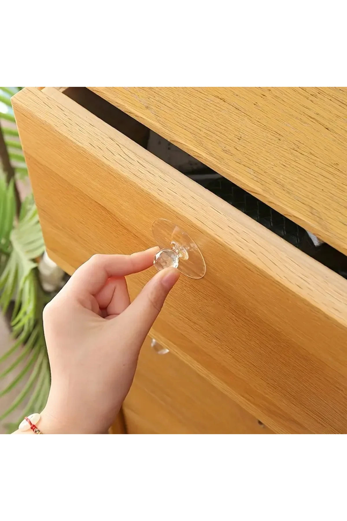 5 adet Yapışkanlı Kristal Dolap Kulp ve Çekmece Tutacağı – Matkap Gerektirmez, Kolay Montaj
