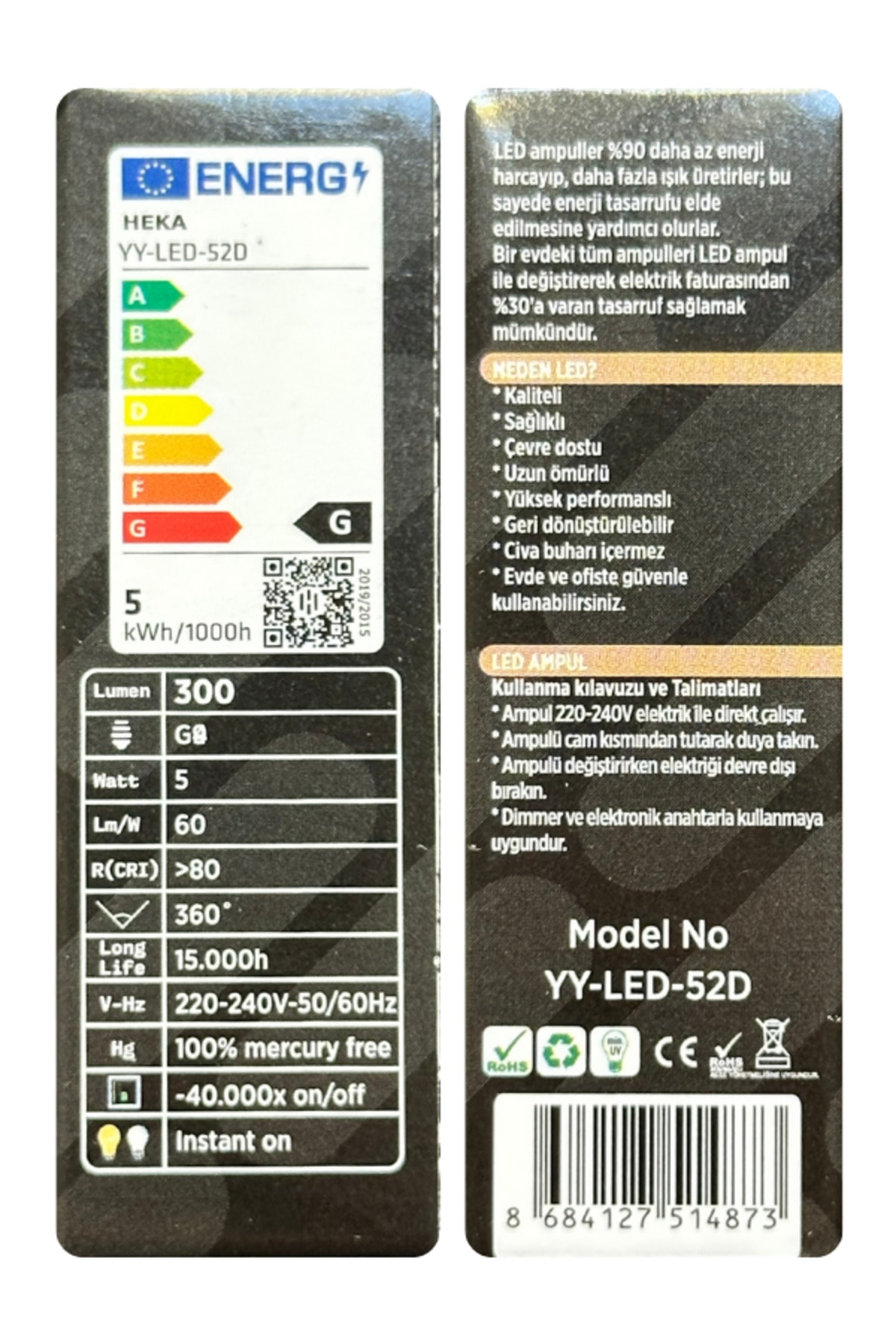 (5 Adet) 5W (37W) 6500K (Beyaz Işık) G9 Duylu Dim Edilebilir Led Kapsül Ampul