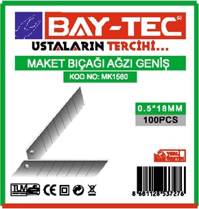 MK1560 Maket Bıçağı Falçata Yedek Geniş Ucu 0,5 x 18 mm 10'lu