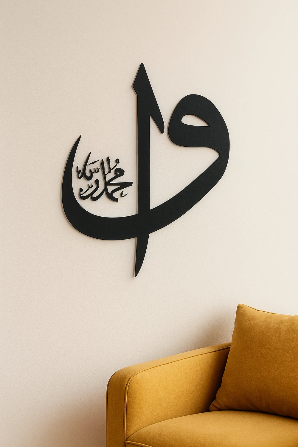 Elif Vav ve Muhammed (Sav) Yazılı - Islami Hat Sanatı Metal Tablo