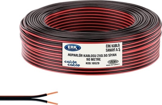 Hoparlör Kablosu Kordon 2 x 0.5 mm x 50 M Siyah