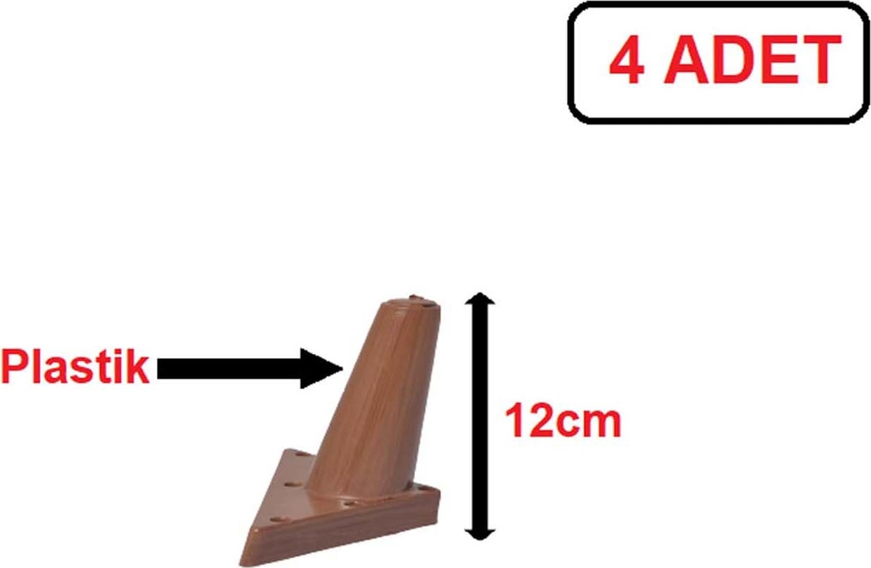 Sena Plastik Ayak - Baza Ayağı Koltuk-Kanepe Ayağı Puf-Tv Ünitesi Ayağı 12 cm Ceviz Renk 4 Adet