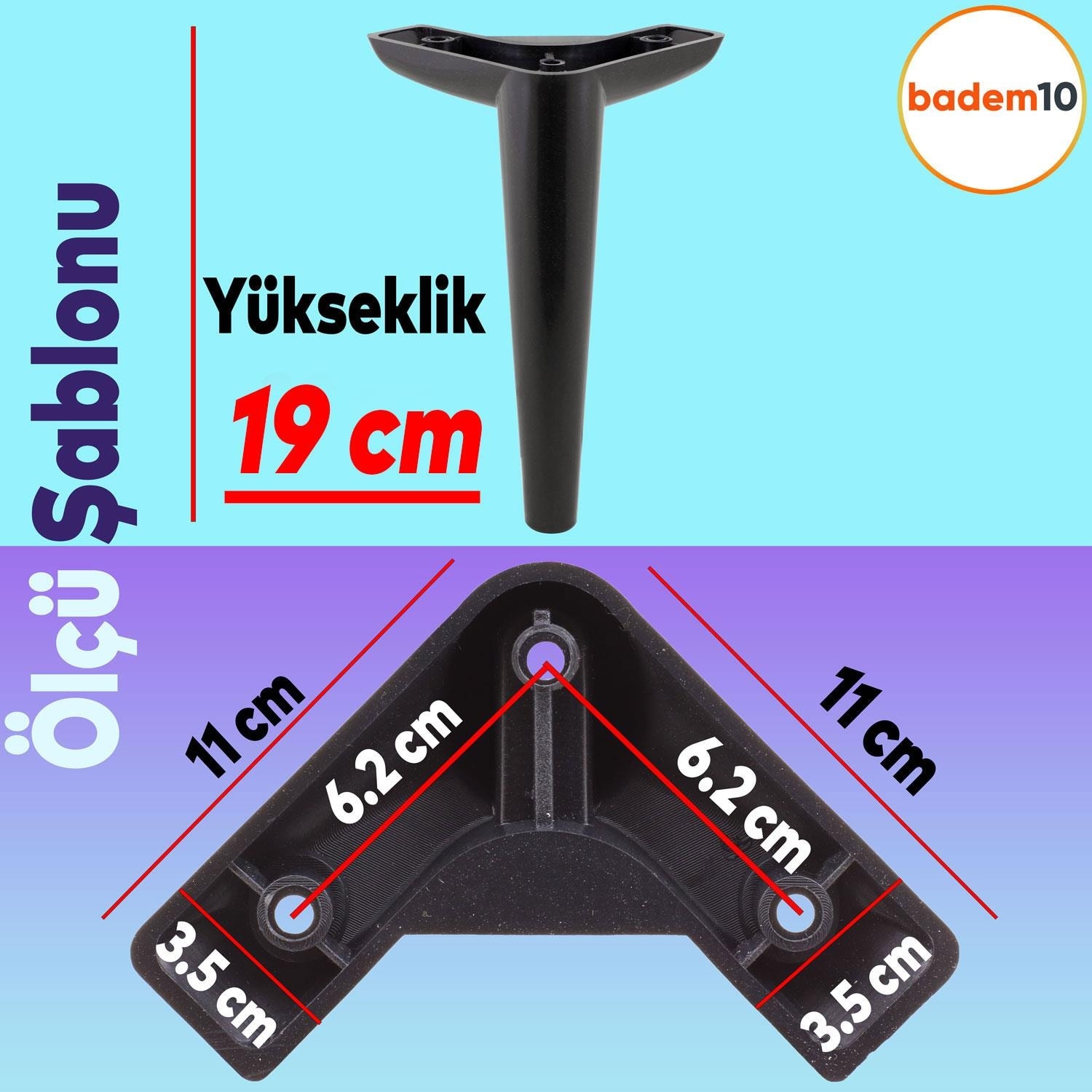 Piko Lüks Mobilya Kanepe Sehpa Tv Ünitesi Koltuk Ayağı 19 cm Siyah Baza Ayakları