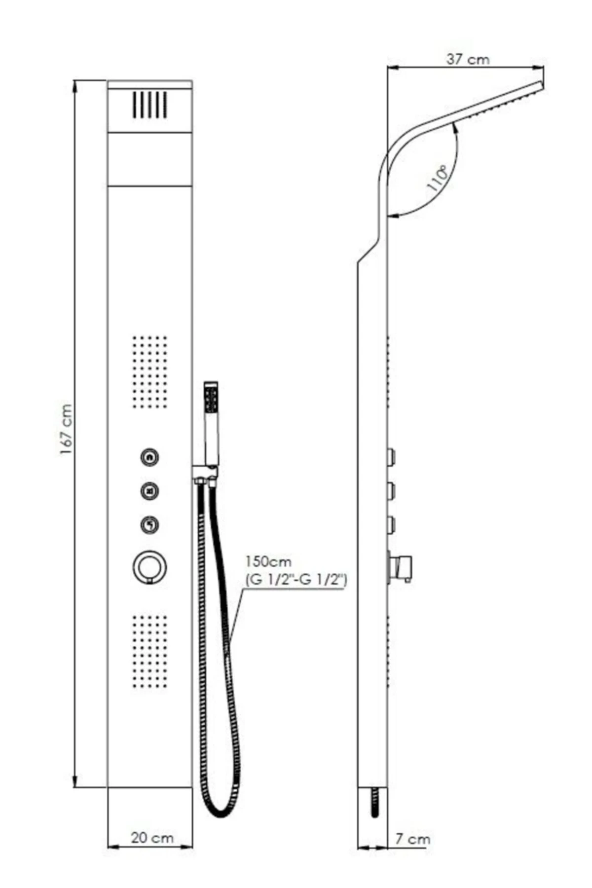 Duş Paneli Inox Yüzey Dsp08