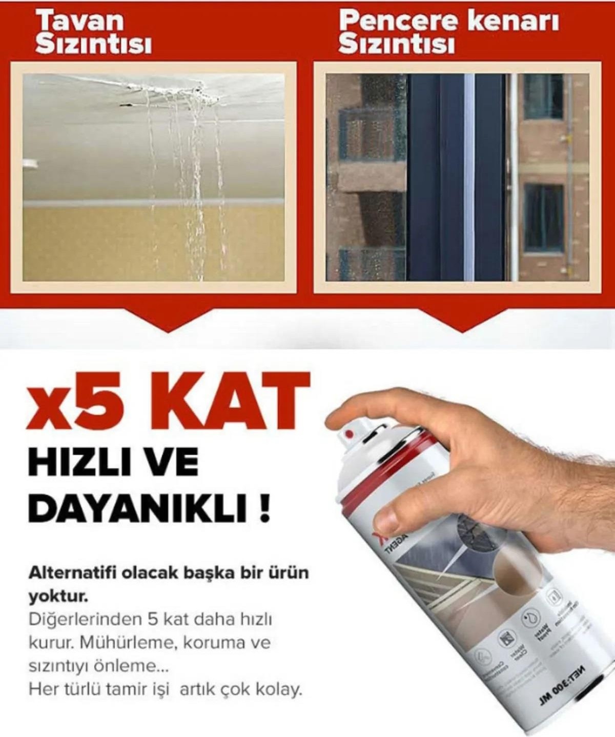 Noleak Su Izolasyon Sızıntı Onarım Spreyi Su Geçirmez Beyaz 300ML Noleak1