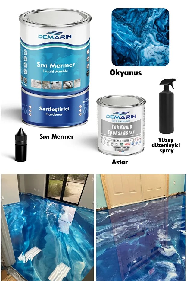 Çift Bileşenli Solventsiz Sıvı Mermer, Liquid Marble (TEZGAH, ZEMİN BOYASI) Metalik