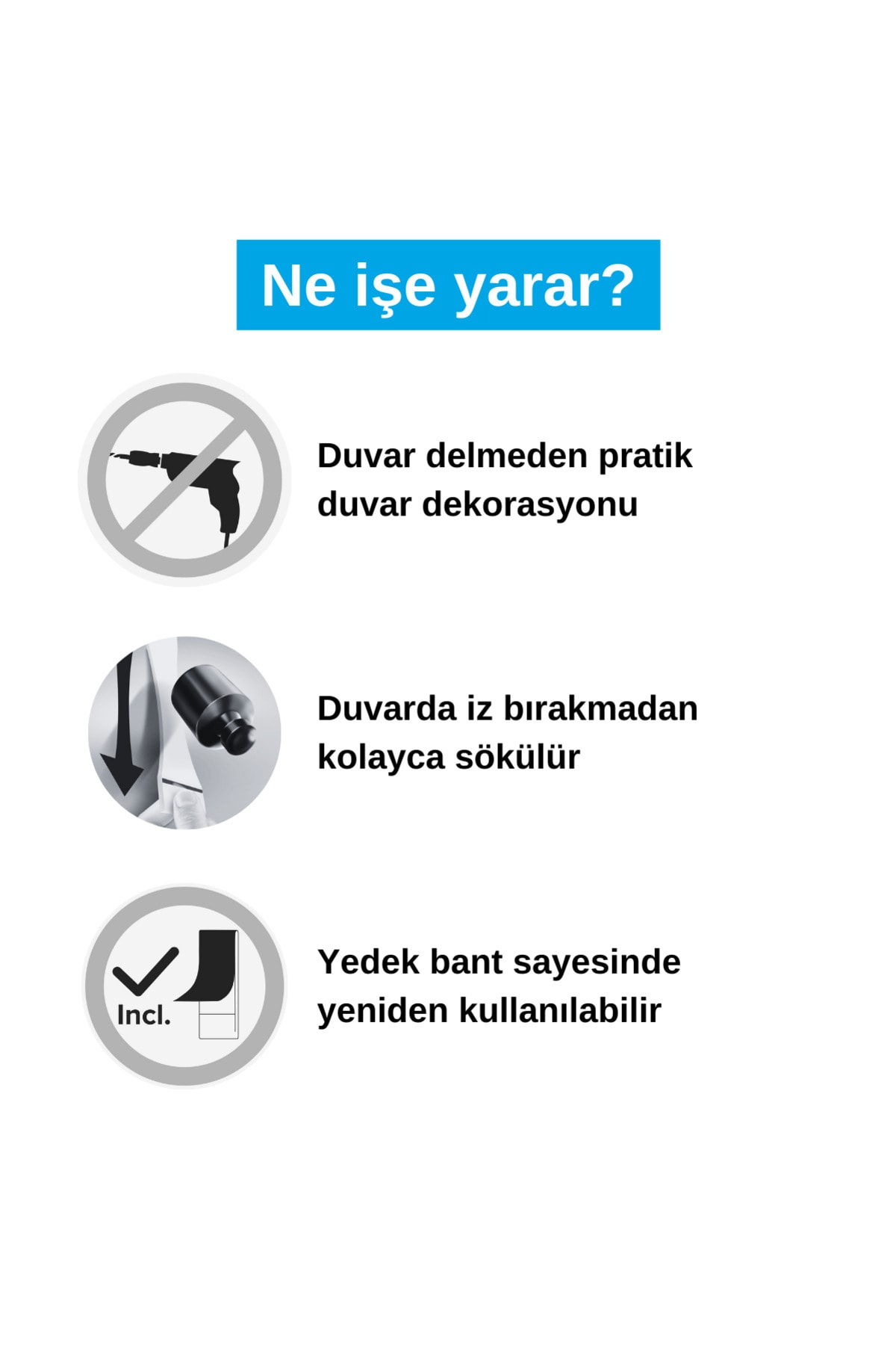 Yapışkan Şerit Yedek Bantlar, Iz Bırakmadan Sökülebilir, Fayans Ve Metal Yüzeyler Için, 3kg X 6 Adet