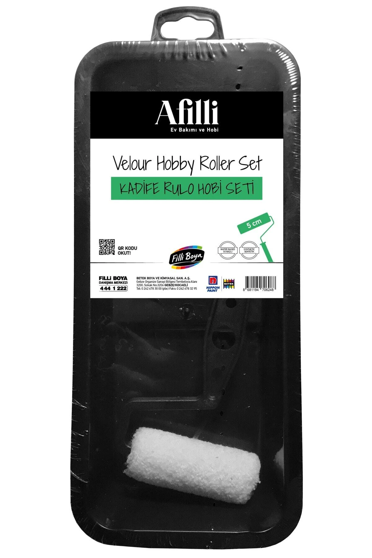 Afilli Kadife Rulo Hobi Seti-5 Cm Saplı Rulo+boya Tavası