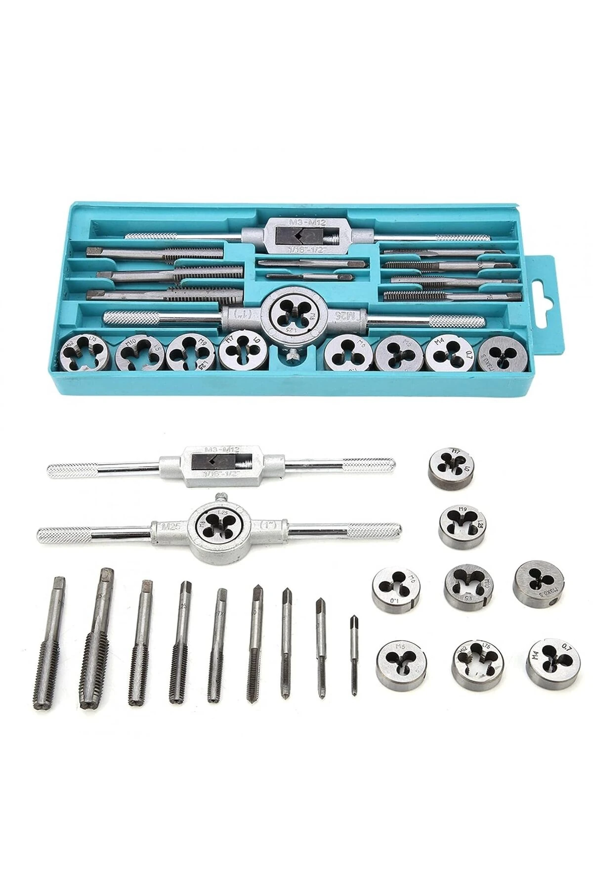 20 Parça Diş ve Yiv Açma Kılavuz Pafta Takımı Seti