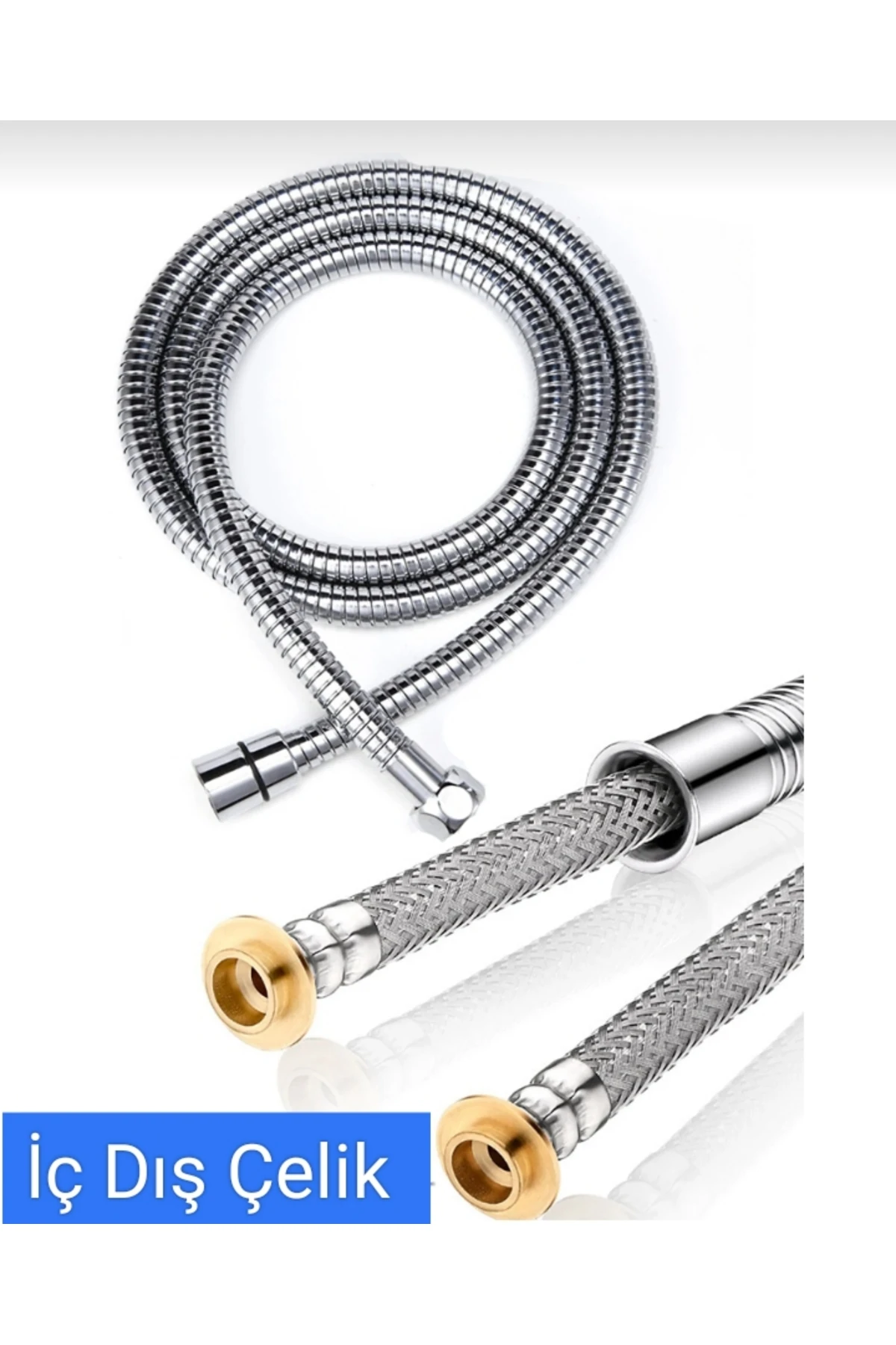 Otel Hamam Tipi Sus304 Inox Mat Krom Dayanıklı Tepe Duş Başlığı Duş Elciği Çelik Duş Hortumu