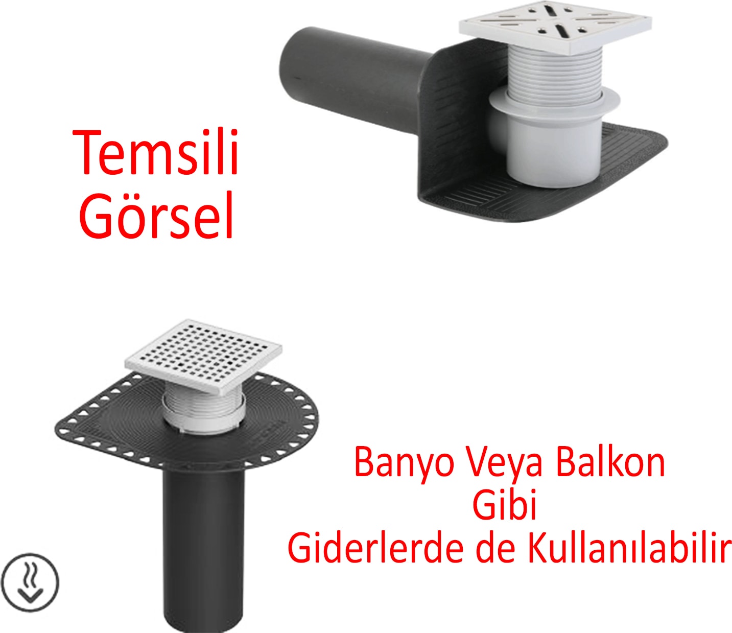 Parapet Dik Iniş 100'LÜK Direnaj Hünisi Çatı Balkon Yağmur Su Tahliye Gider Borusu Oluk Adaptörü