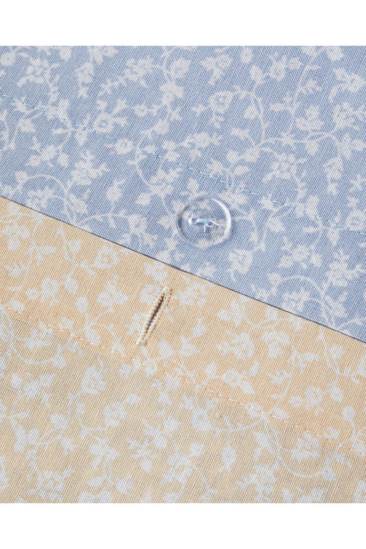 Fancy Flowers Çift Taraflı Kolay Ütülenir Çift Kişilik Nevresim Takımı 200x220 cm Mavi