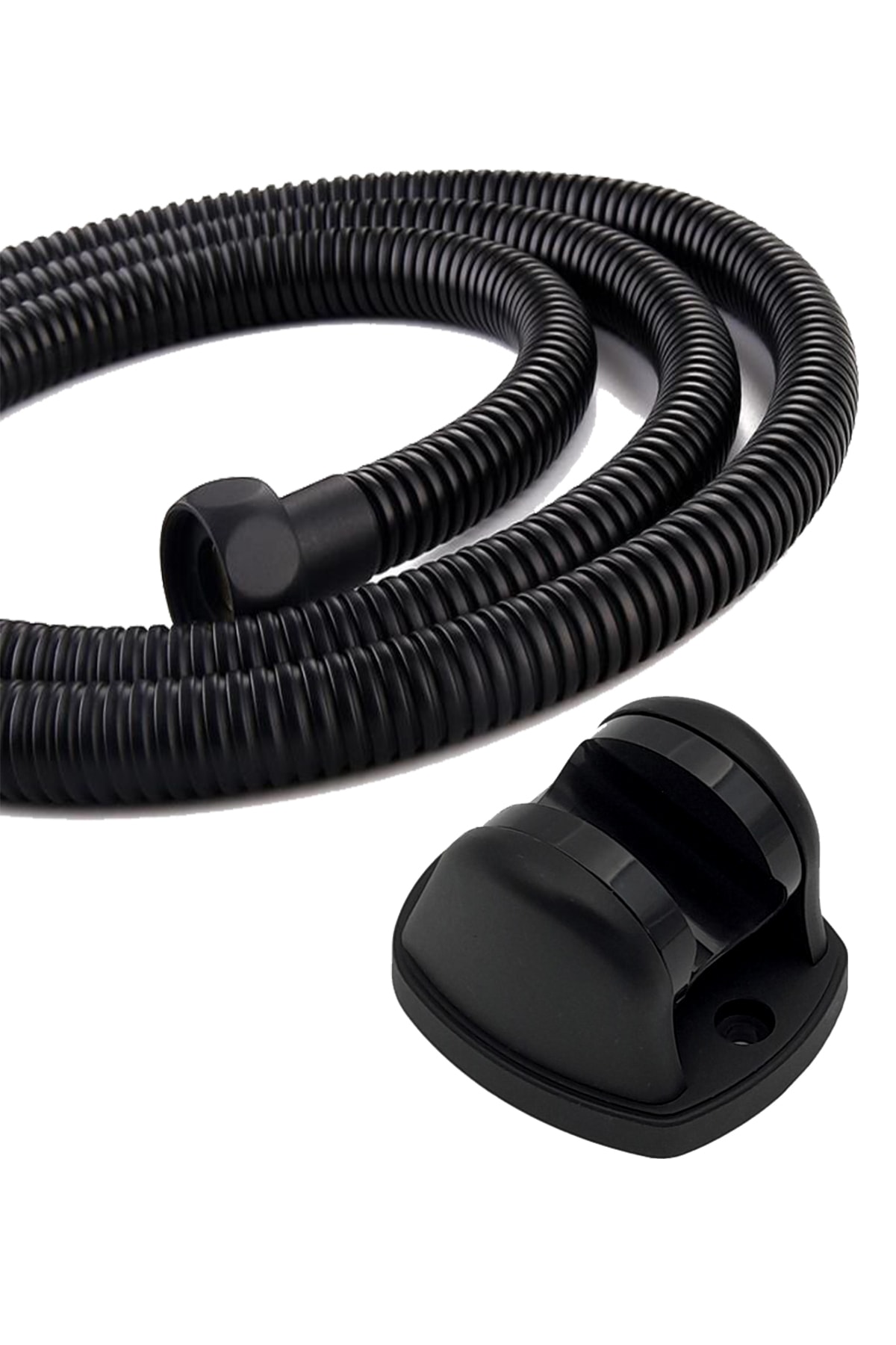 Siyah 1,5m Örgülü Duş Hortumu Ve 90 Derece Ayarlanabilir Siyah Duş Askısı 2'li Set