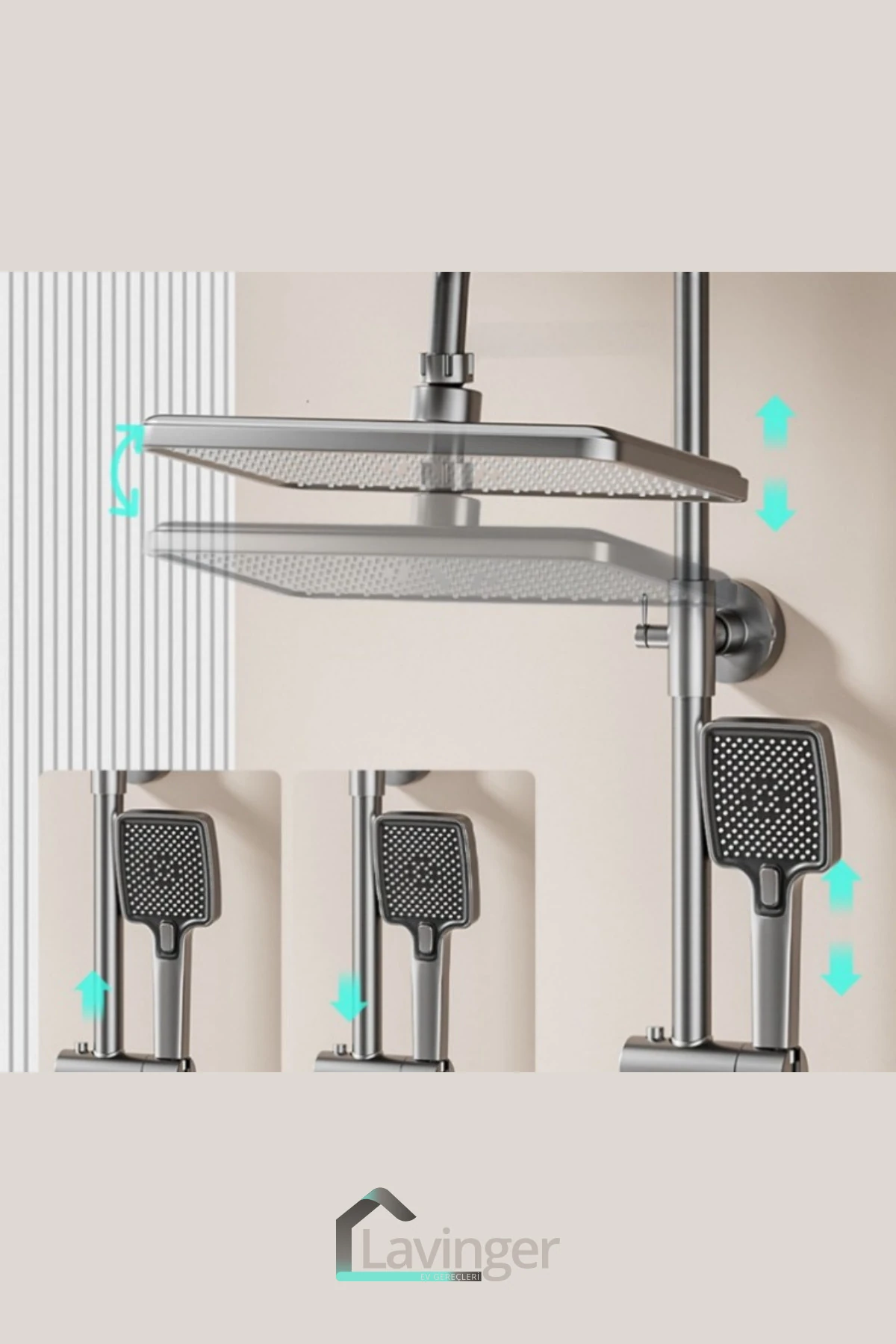 Akıllı LED Ekranlı Termostatik Duş Sistemi – 5 Fonksiyonlu Premium Tasarım - Robot IŞIKLI BEYAZ