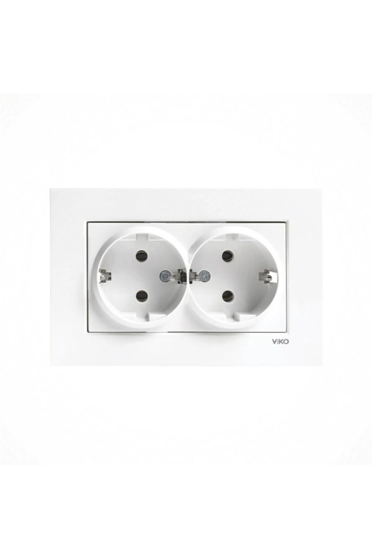 Karre Beyaz Ikili Topraklı Priz Çerçeveli