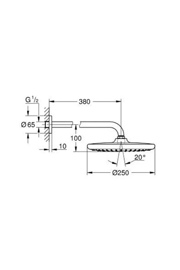 Tempesta 250 Tepe Duşu Seti 380 Mm, Tek Akışlı - 266682430