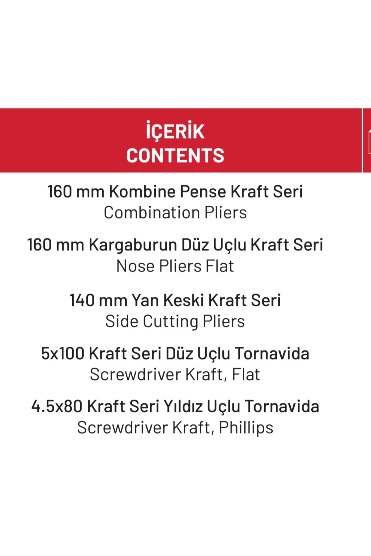 Bakım Onarım Seti 5 Parça