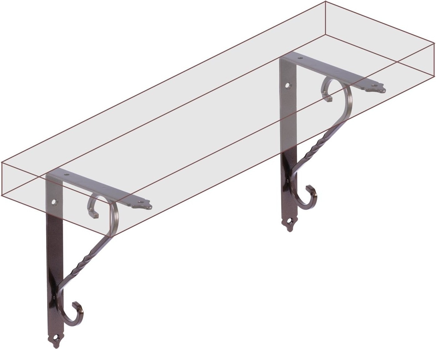 4 Adet Dekoratif Ferforje Raf Altı Metal L Ayak 11X15.5 Eskitme Bakır