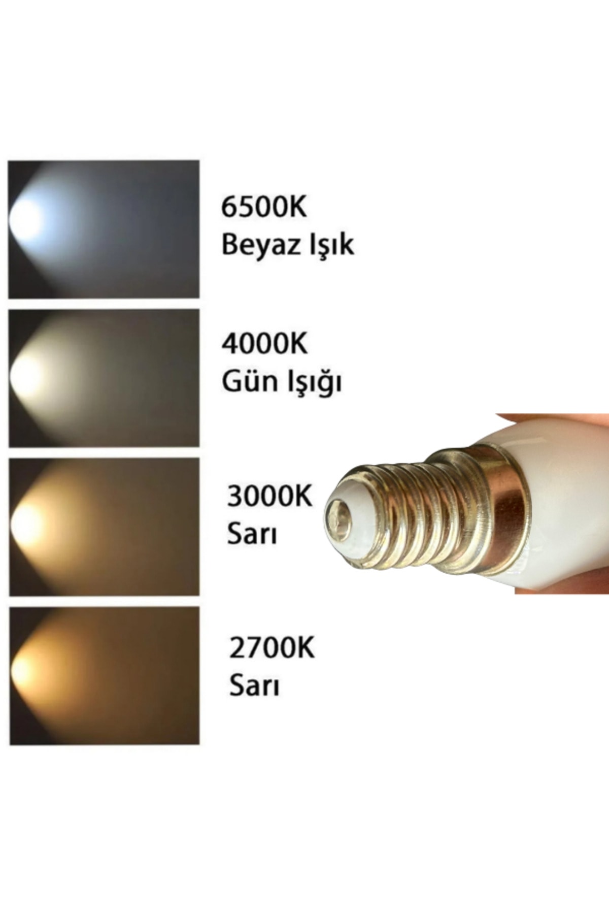 (5 Adet) 2W (14W) 3000K (Sarı Işık) E14 Duylu (İnce Duy) Dim Edilebilir Soft Led Mini Ampul