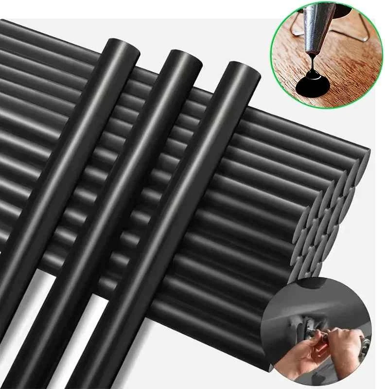 10 Adet 20CM 11mm Kalın Siyah Yüksek Yapışma Güçlü Mum Silikon Tutkal Çubuğu Dıy Boyasız Göçük Onarım Malzemesi