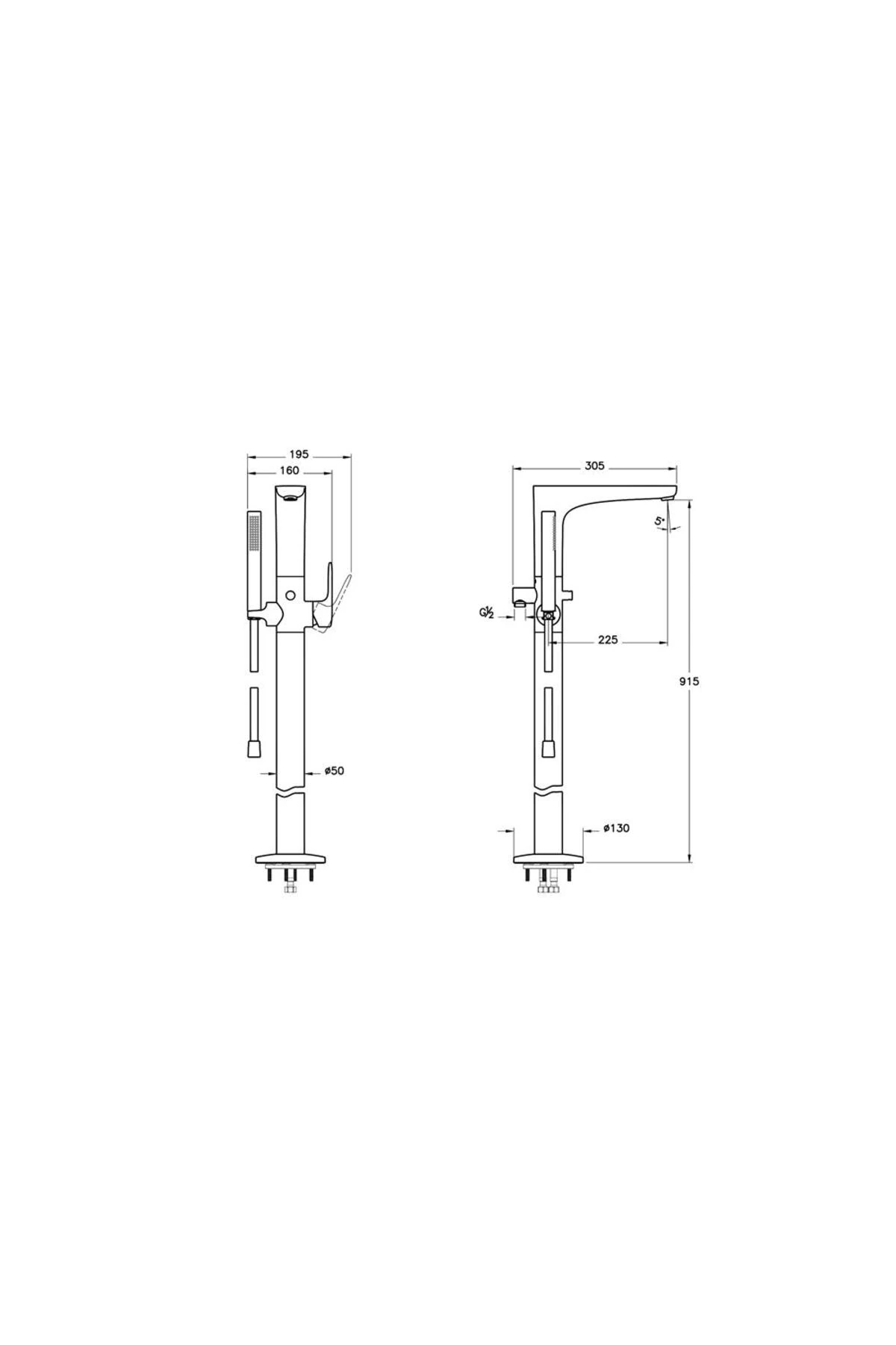 Root Round Yerden Küvet Bataryası El Duşlu A42741