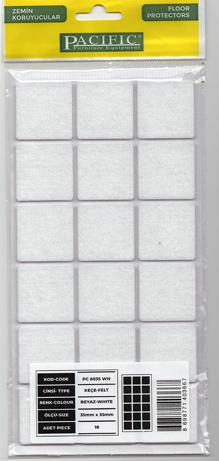 Yapışkanlı Keçe– 35X35 mm 18 Keçe Adet Zemin Koruyucu Mobilya Altı Ses Önleyici