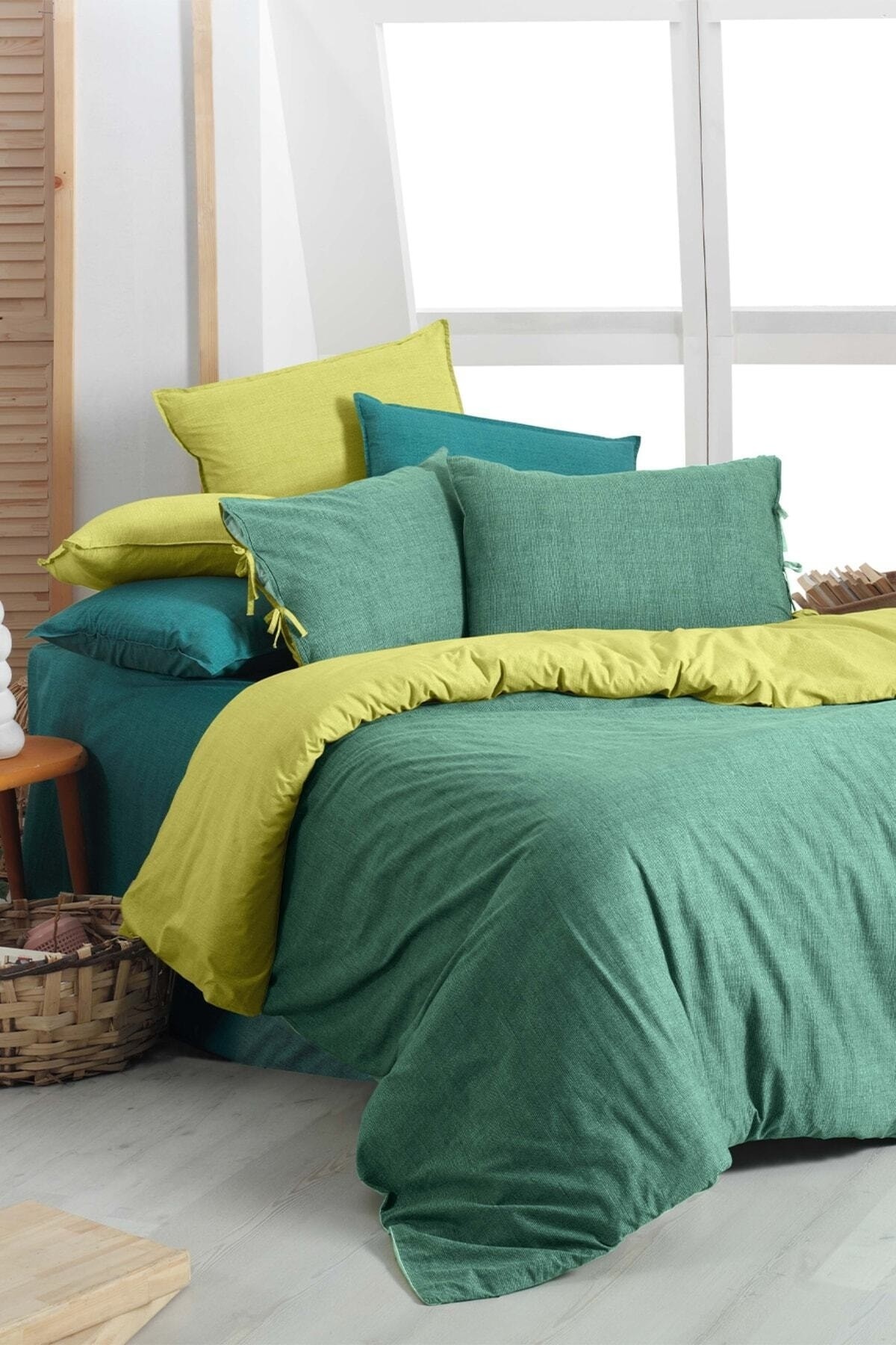 Montes Yeşil Çift Kişilik %100 Pamuk Fancy Poplin Nevresim Takımı
