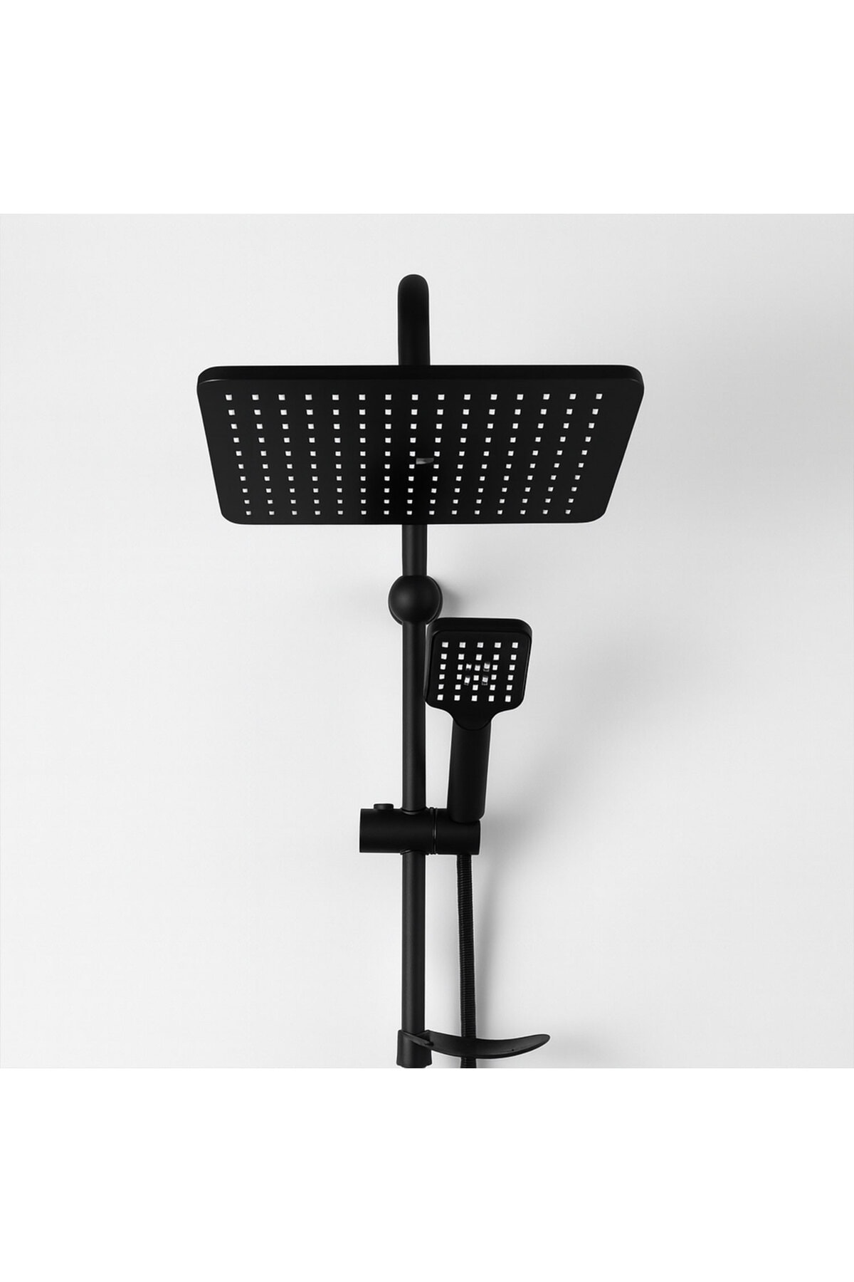 Robot Tepe Duş Seti Tam Takım Mat Siyah Lüks Yağmurlama Başlıklı Vidalı Duş Sistemi Banyo Duvar Tipi