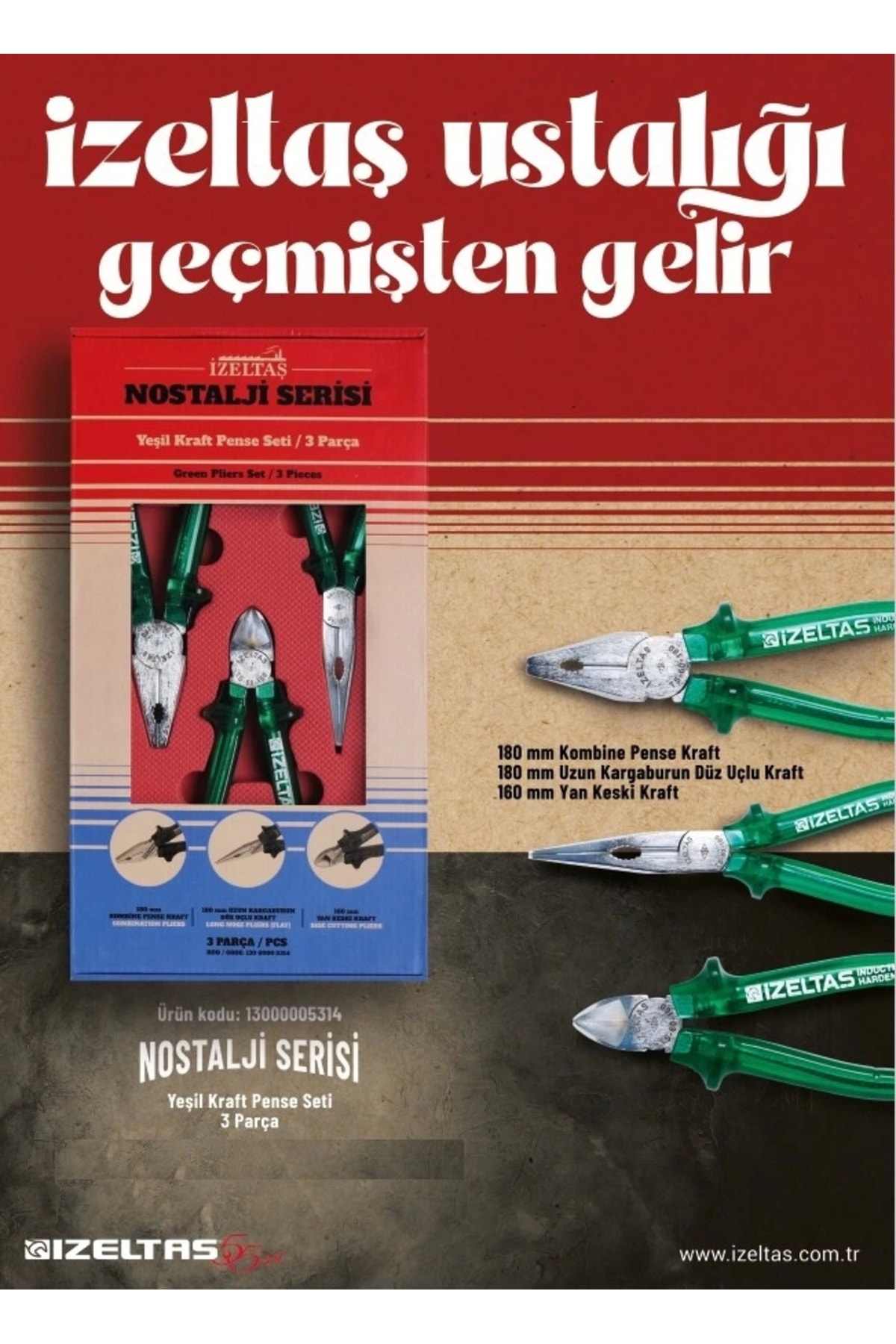 13000005134 Nostalji Serisi Kraft Pense Seti 3 Parça