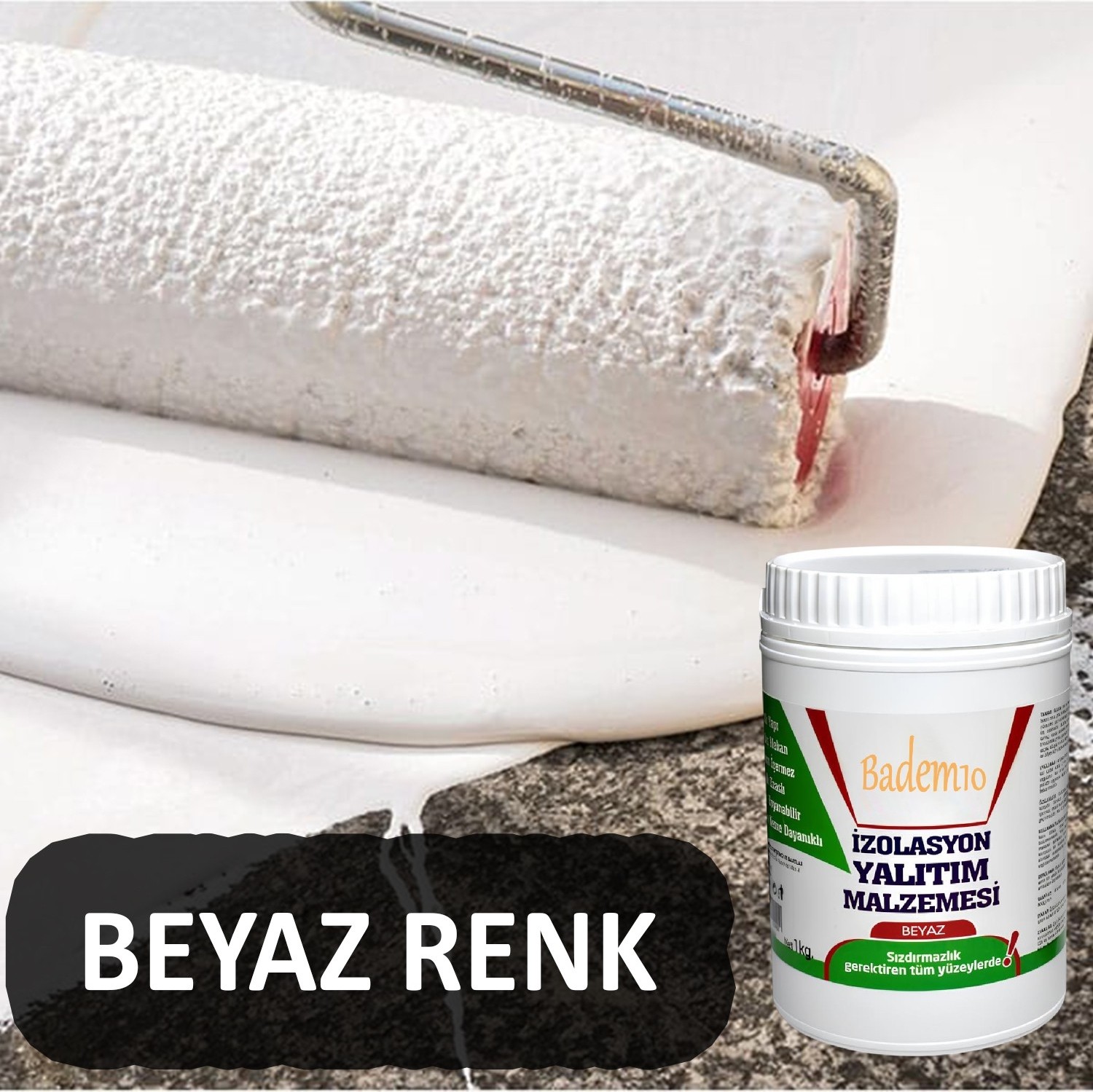Izolasyon Yalıtım Malzemesi 1 kg Beyaz Renk Su Sızdırmaz Elastik Boyanabilir Rutubet Nem Yalıtımı